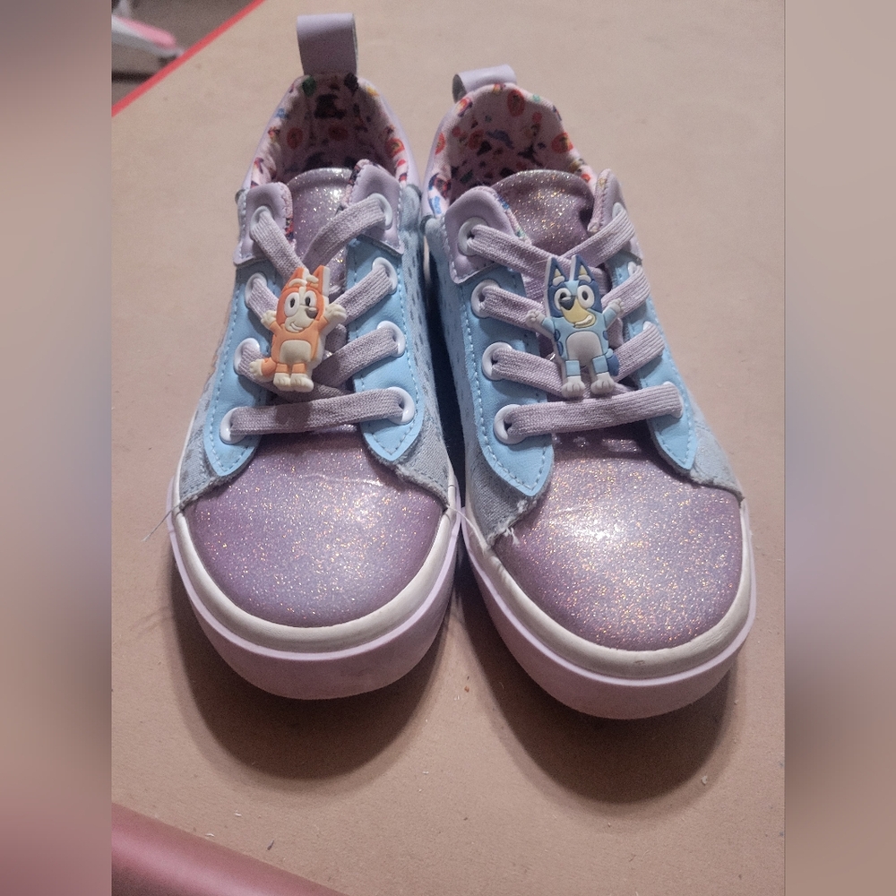 Bluey Glitter Slip-on Shoes - Size 12 Blue‎ and Pink